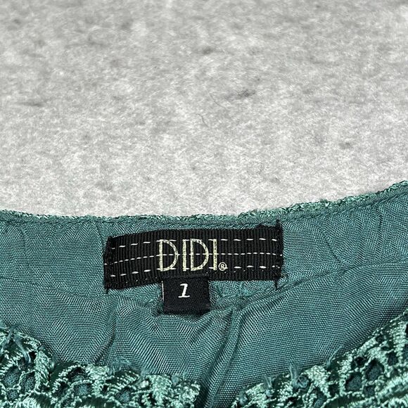 Vintage Didi Blouse Womens Size 7 Embellished Top Floral Ruffle Short Sleeve - Picture 11 of 13
